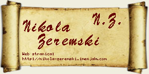 Nikola Zeremski vizit kartica